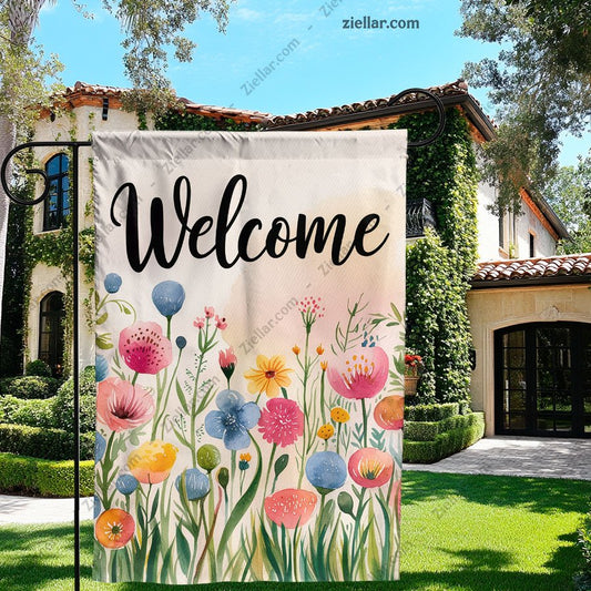 Floral Butterfly Garden Flag 12x18 Inch, Double Sided Spring Outdoor Yard Decor