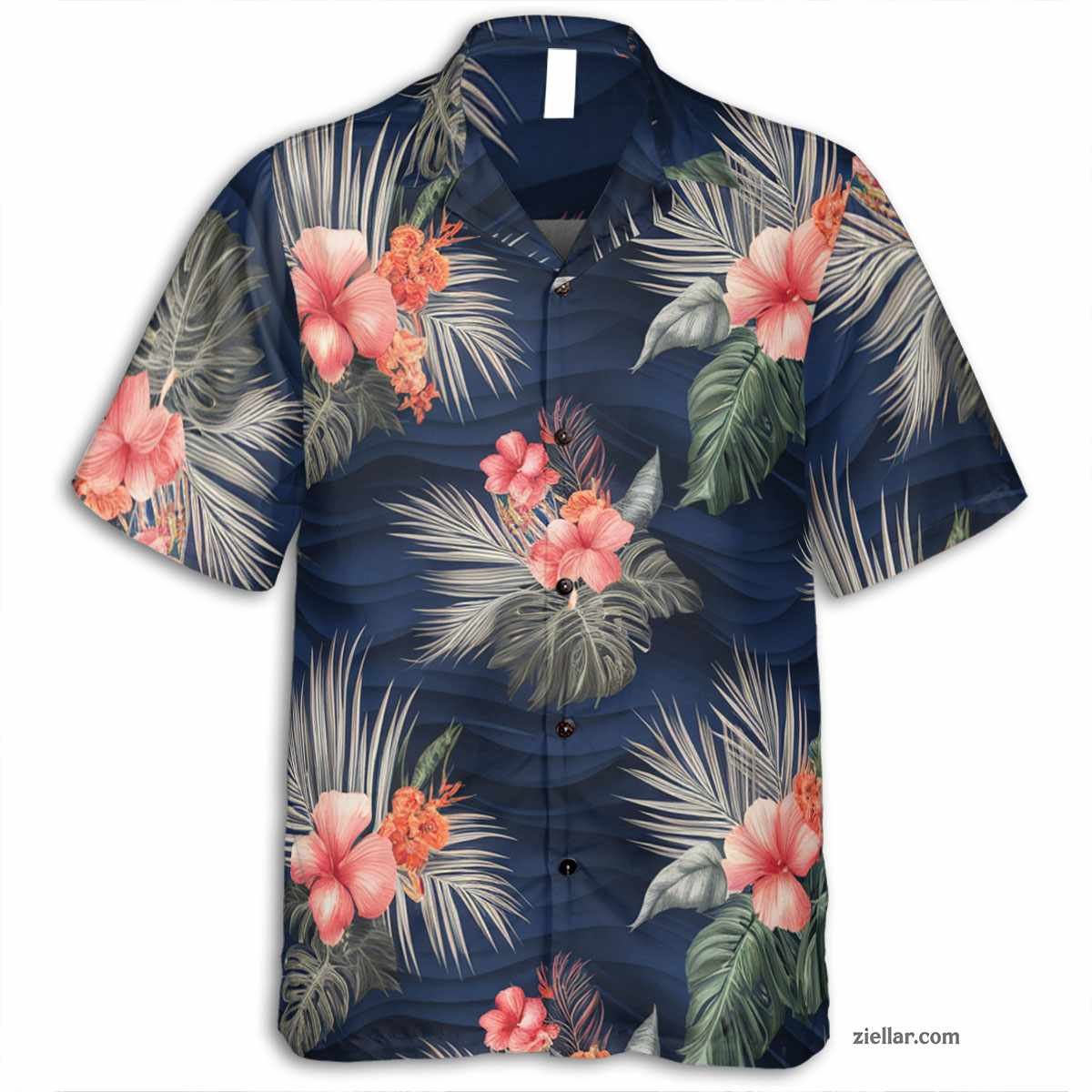 Floral Paradise Navy Hawaiian Shirt Tee, Island Aloha Summer Gift for Adults