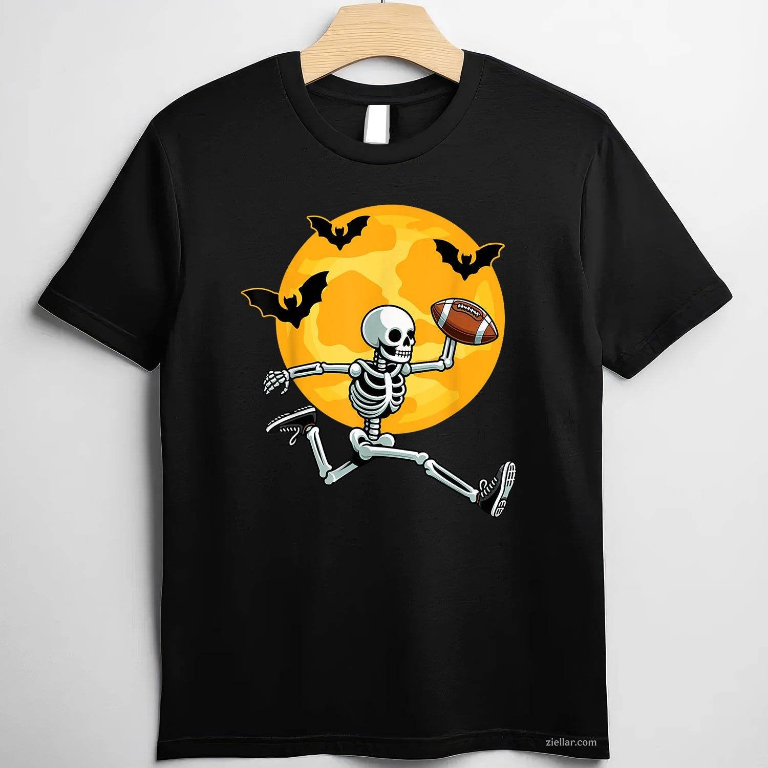 Football Skeleton Halloween Football Player Halloween Tee, Halloween T-Shirt for Men Women Adults Unisex, Trendy Graphic Apparel, Unique Gift Idea