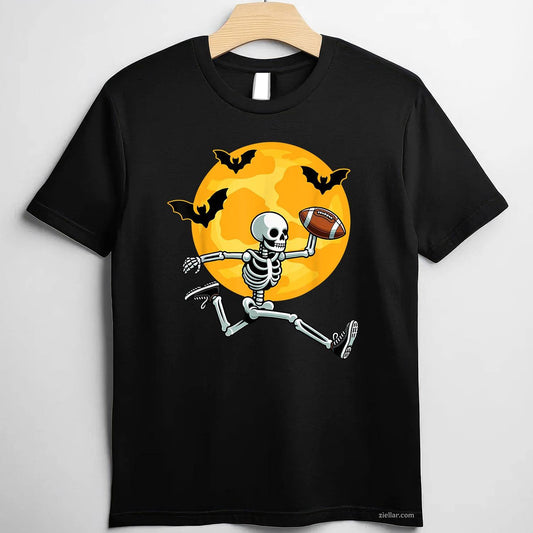 Football Skeleton Halloween Football Player Halloween Tee, Halloween T-Shirt for Men Women Adults Unisex, Trendy Graphic Apparel, Unique Gift Idea