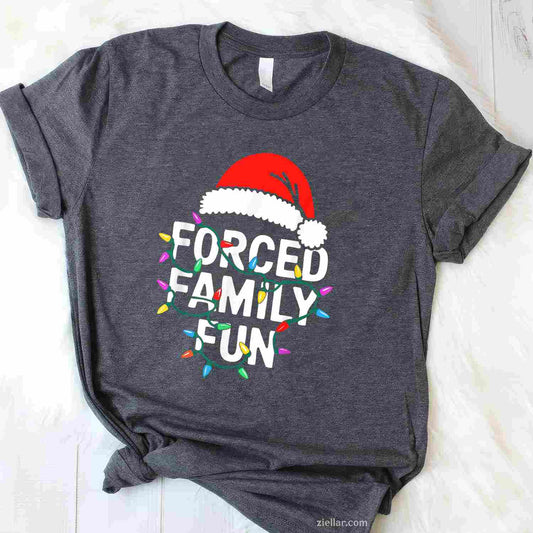 Forced Family Fun Shirt Men Women Christmas Pajamas T-Shirt, A Funny Forced Family Fun Pajama Tee For Adults