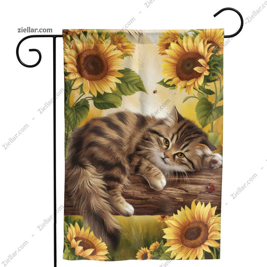 Foxes and Flowers Garden Flag 12x18 Double Sided Burlap Yard Patio Outdoor