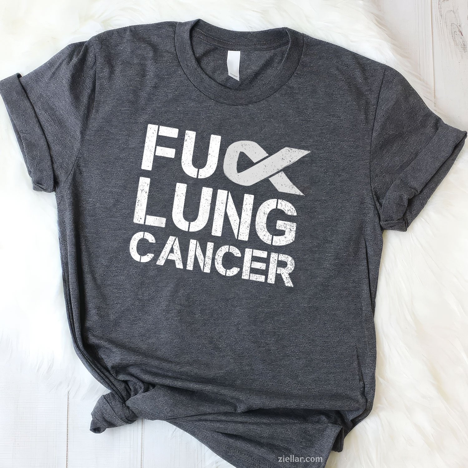 Fuck Lung Cancer Awareness Month Support Ribbon Warrior T-Shirt