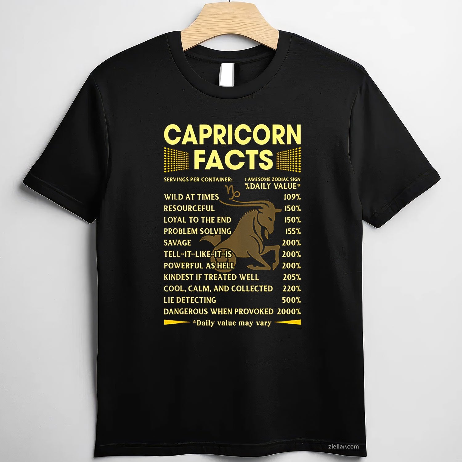 Funny Capricorn Facts Tee and T-Shirt, December January Zodiac Birthday T-Shirt Gift for Adults