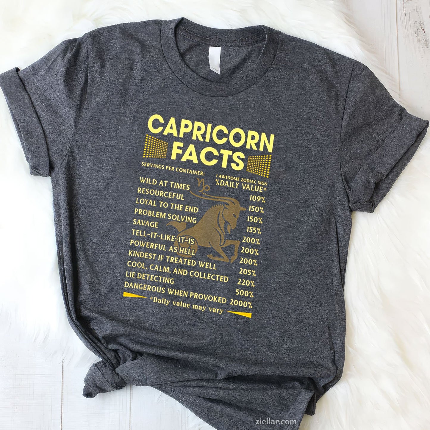 Funny Capricorn Facts Tee and T-Shirt, December January Zodiac Birthday T-Shirt Gift for Adults
