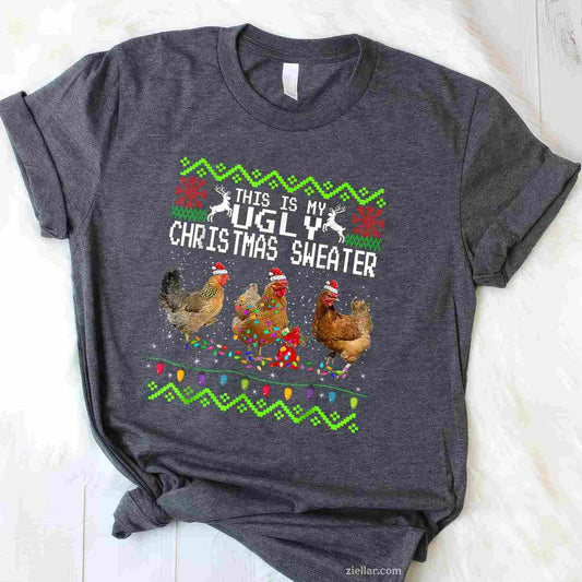 Funny Christmas This Is My Ugly Sweater Men Women Gift T-Shirt_ Humorous Holiday Party Tee For Adults