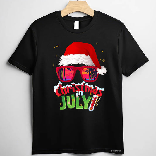 Funny Christmas in July Shirt Summer Santa Sunglasses Xmas TShirt