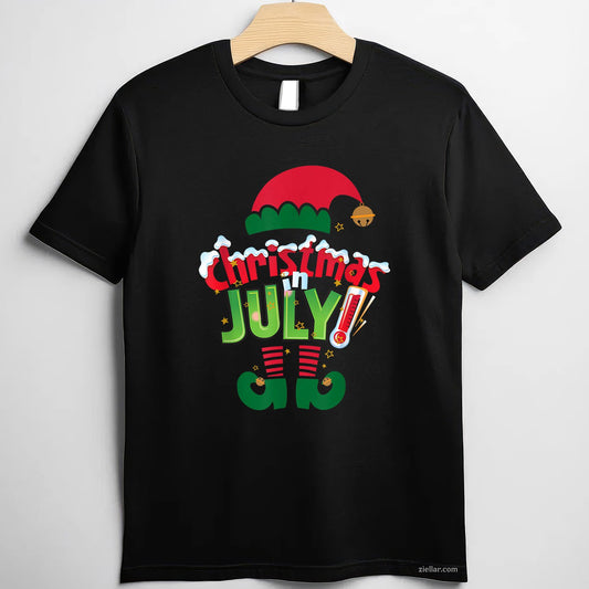 Funny Christmas in July Shirt Summer Elf Santa