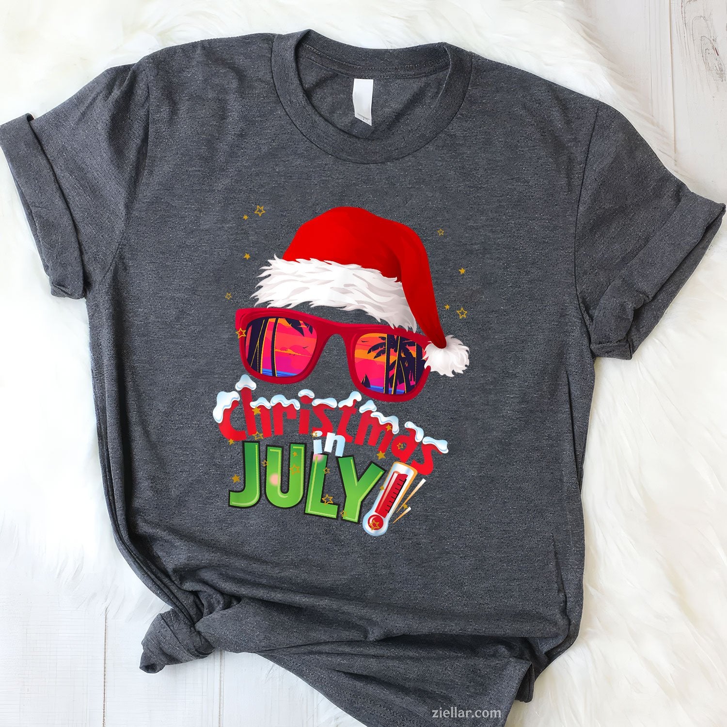 Funny Christmas in July Shirt Summer Santa Sunglasses Xmas TShirt