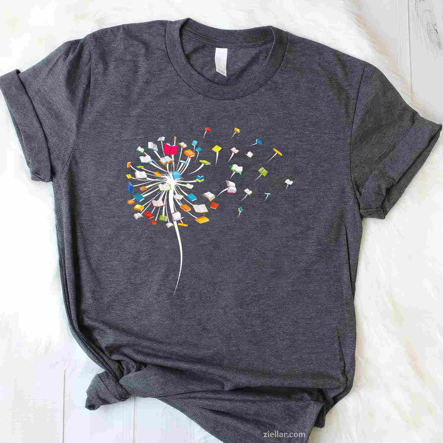 Funny Dandelion Books Gift For Reading Lover Women Girls T-Shirt