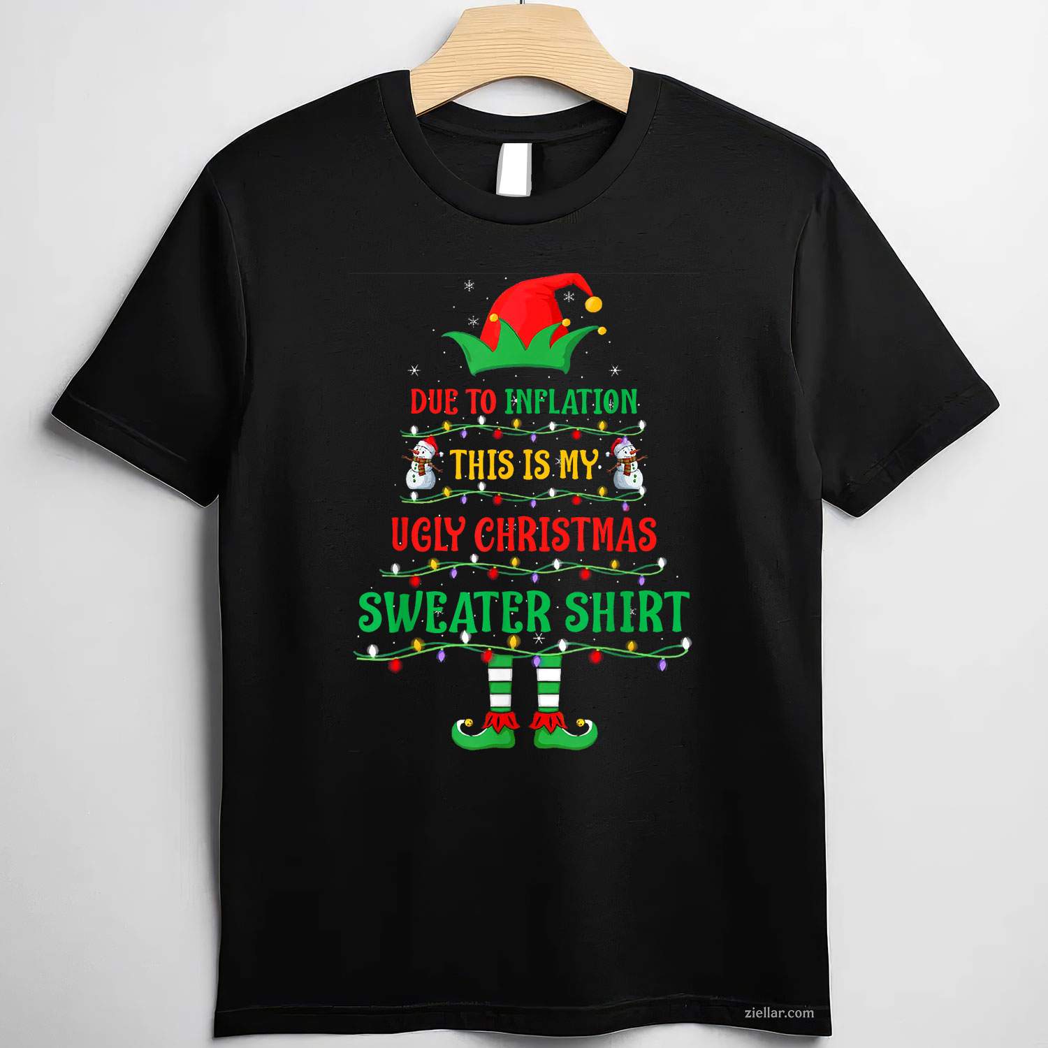 Funny Due To Inflation Ugly Christmas Sweater Men Women Xmas T-Shirt_ Humorous Holiday Party Tee