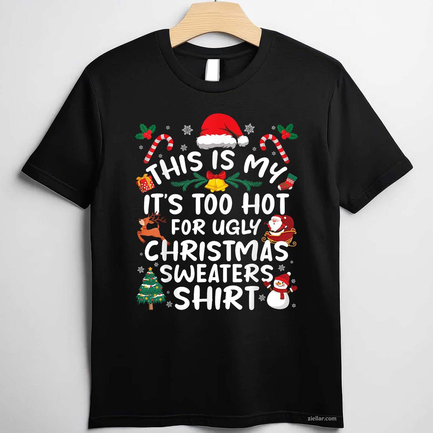 Funny Due To Inflation This Is My Ugly Sweater For Christmas T-Shirt_ Humorous Holiday Party Tee