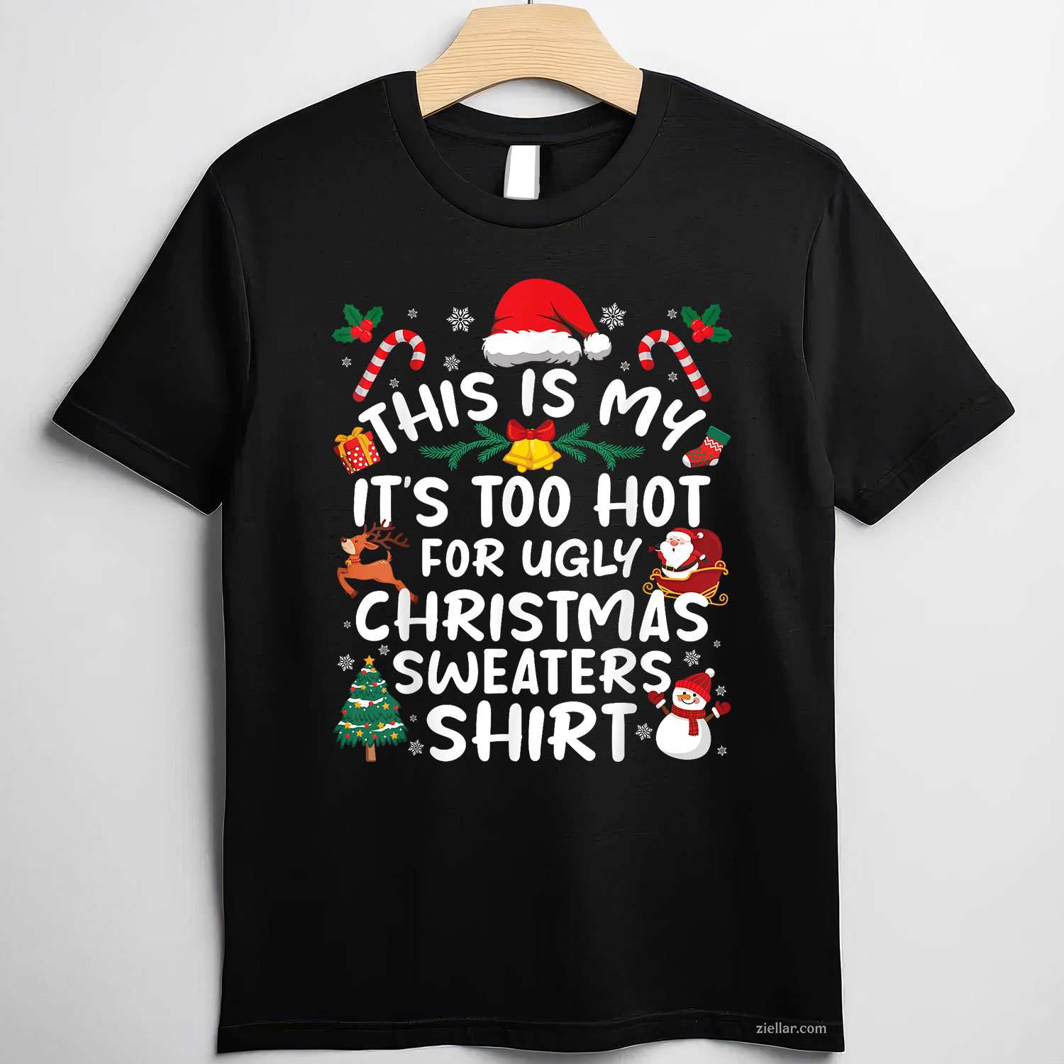 Funny Due To Inflation This Is My Ugly Sweater For Christmas T-Shirt_ Humorous Holiday Party Tee
