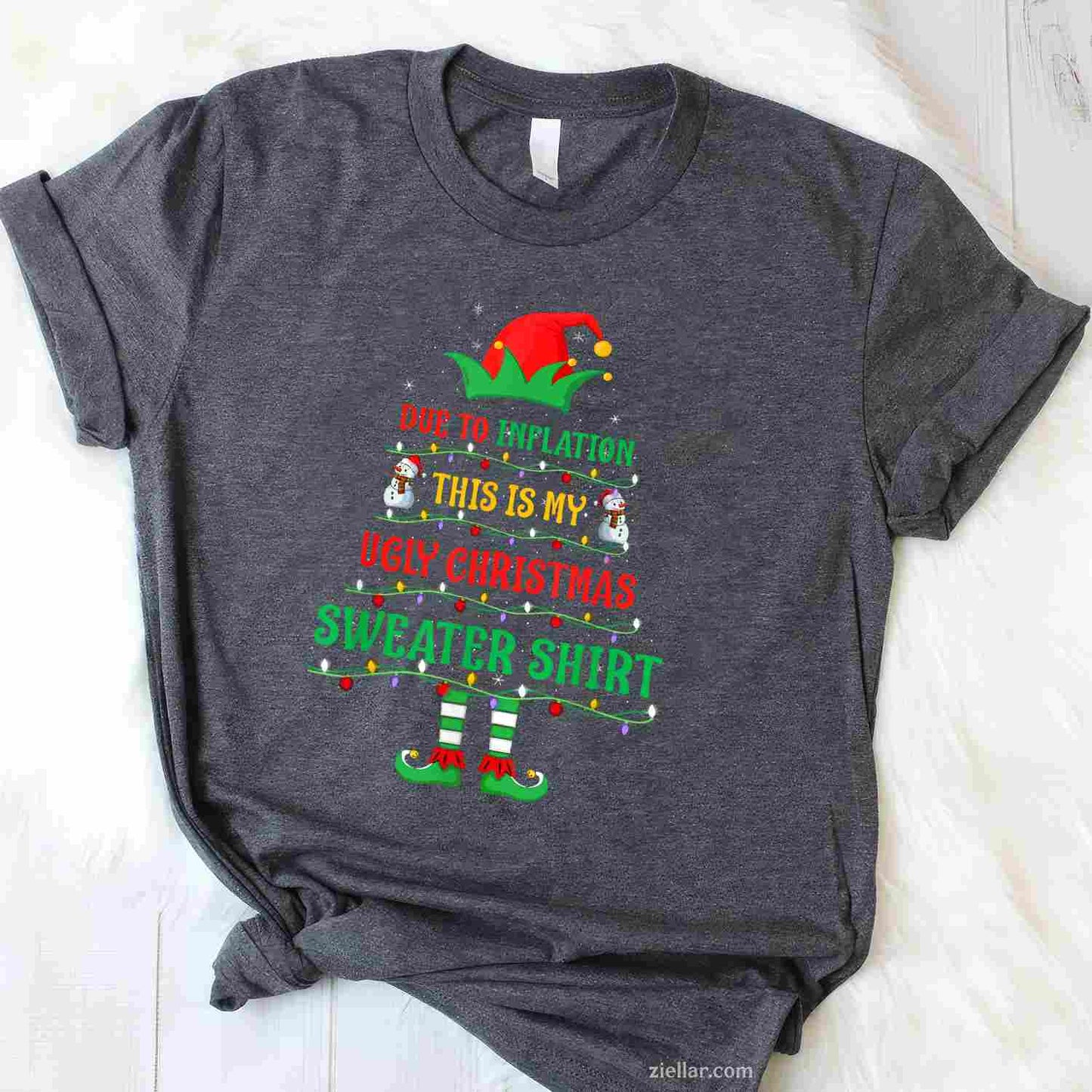 Funny Due To Inflation Ugly Christmas Sweater Men Women Xmas T-Shirt_ Humorous Holiday Party Tee