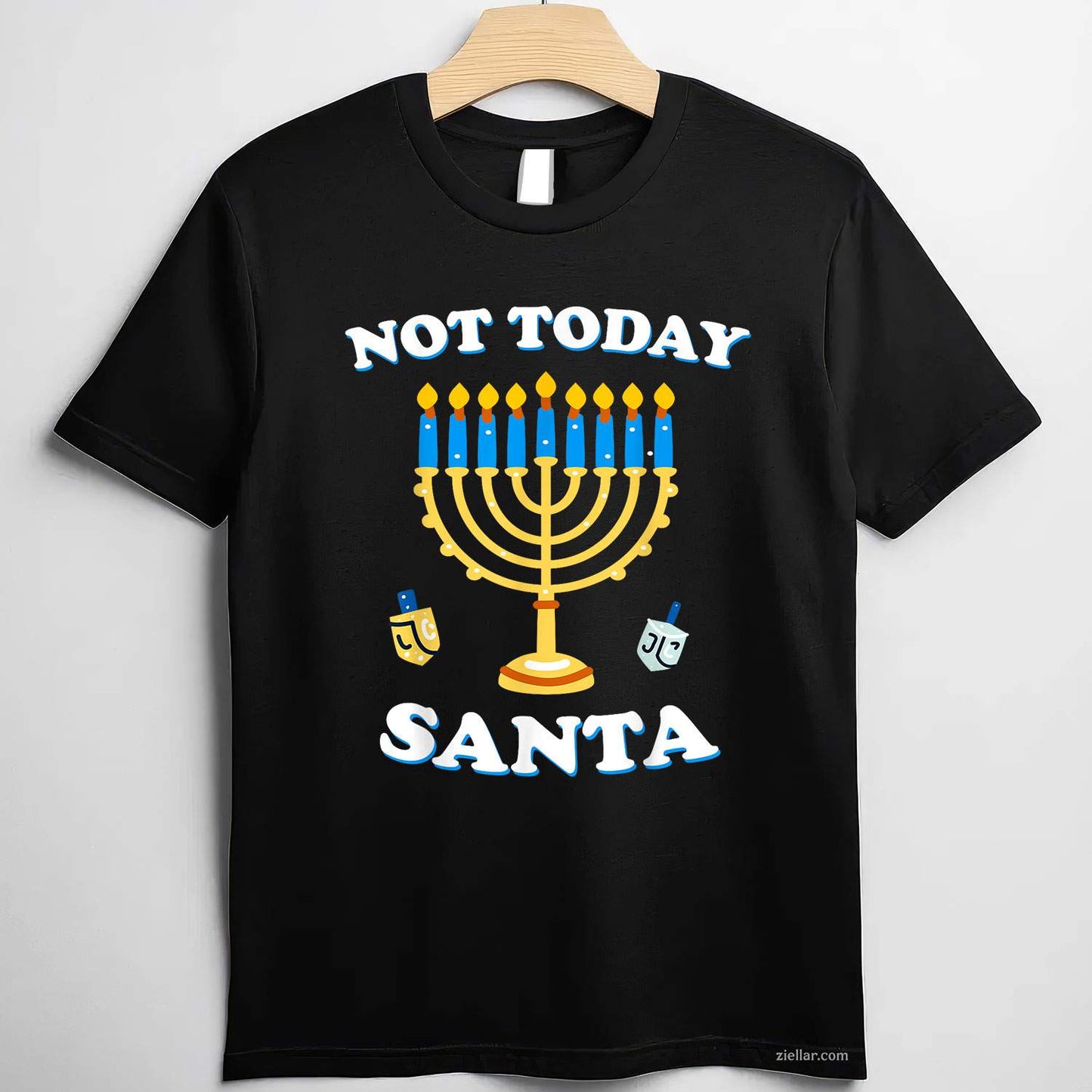 Funny Hanukkah Not Today Santa Jewish Chanukah Chrismukkah T-Shirt_ Humorous Holiday Party Tee For All