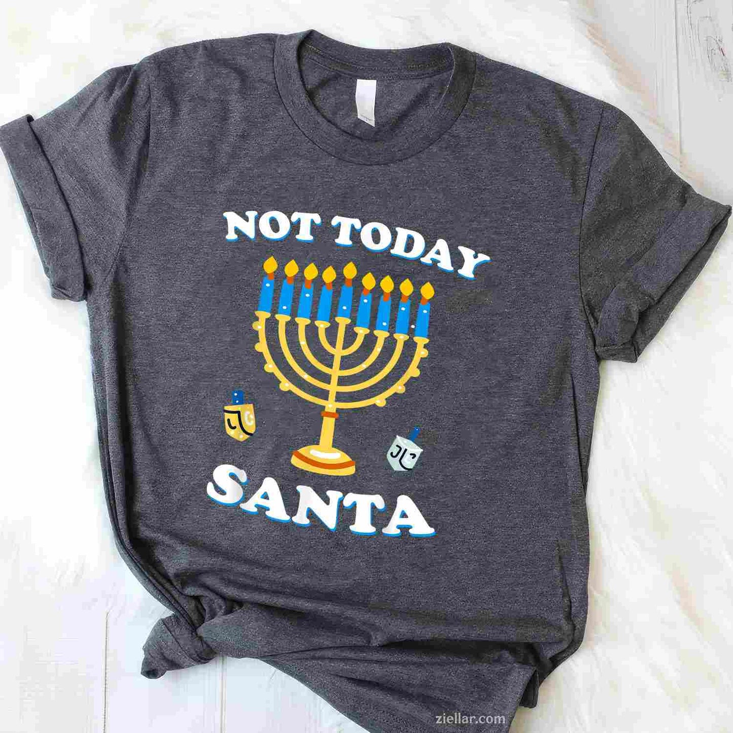 Funny Hanukkah Not Today Santa Jewish Chanukah Chrismukkah T-Shirt_ Humorous Holiday Party Tee For All