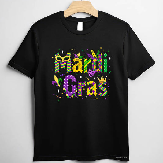 Funny Jester Hat Parade Tee and T-Shirt, Mardi Gras Party T-Shirt Gift for Adults in Carnival Season