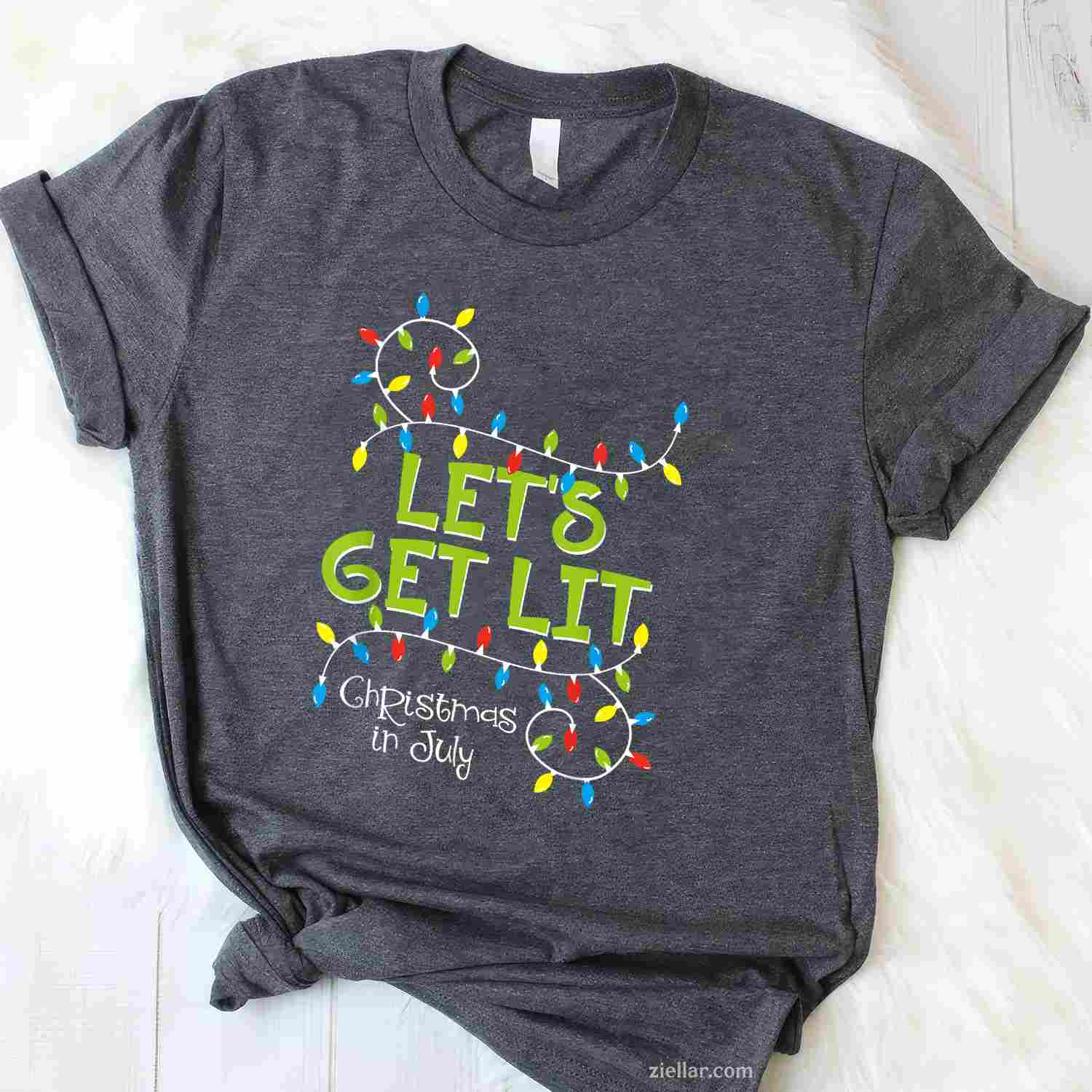 Funny Let'S Get Lit Christmas In July Shirt Summer Lights T-Shirt, A Funny Let'S Get Lit Christmas In July Tee