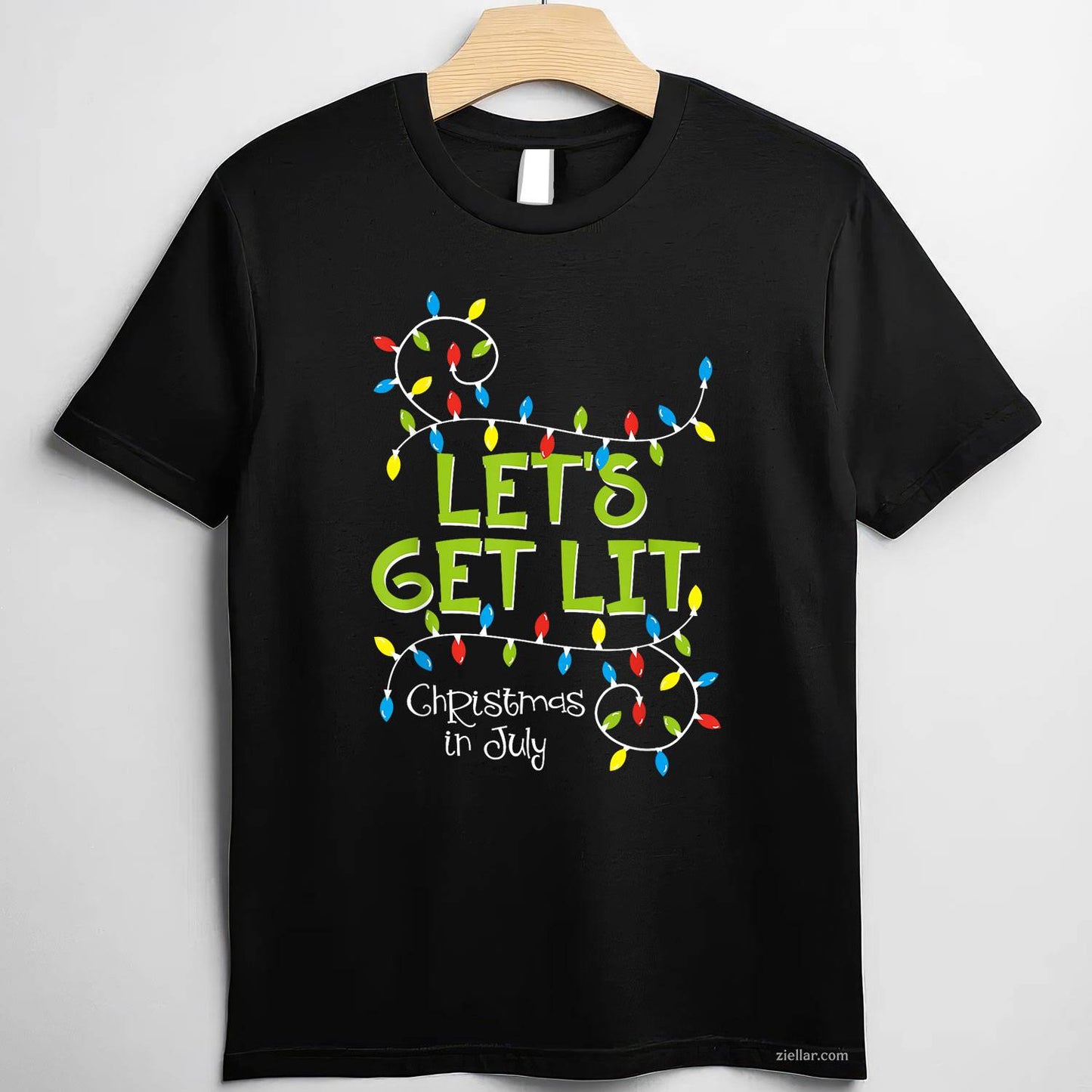 Funny Let'S Get Lit Christmas In July Shirt Summer Lights T-Shirt, A Funny Let'S Get Lit Christmas In July Tee