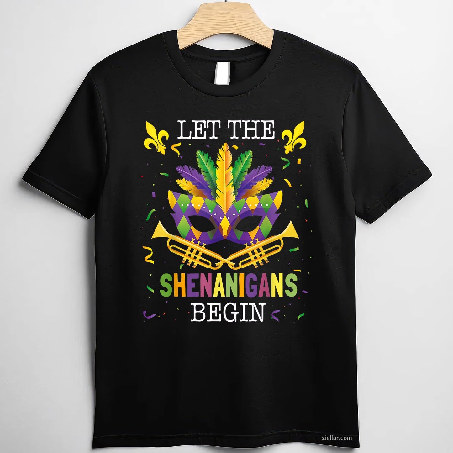 Funny Mardi Gras Tee and T-Shirt, Let the Shenanigans Begin Quote T-Shirt Gift for Adults