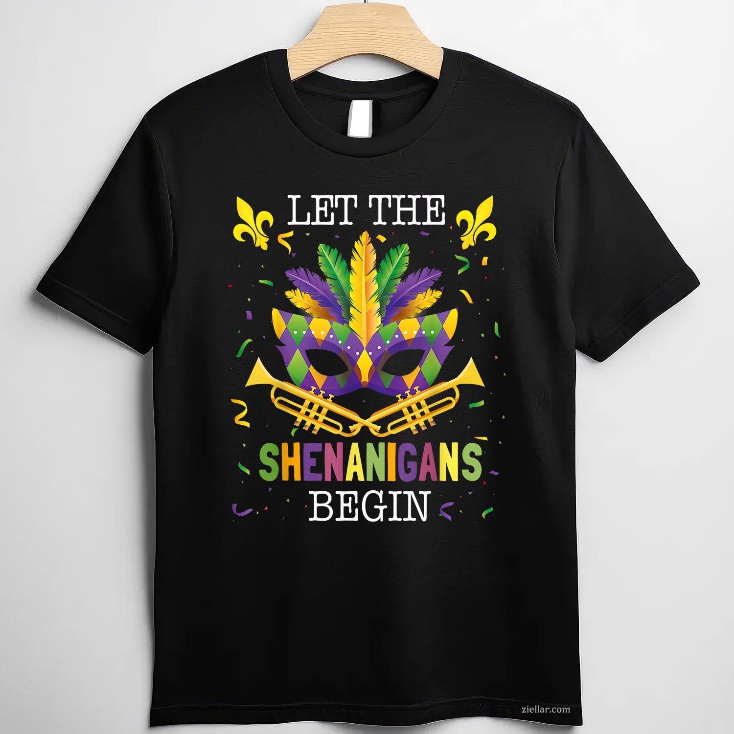Funny Mardi Gras Tee and T-Shirt, Let the Shenanigans Begin Quote T-Shirt Gift for Adults