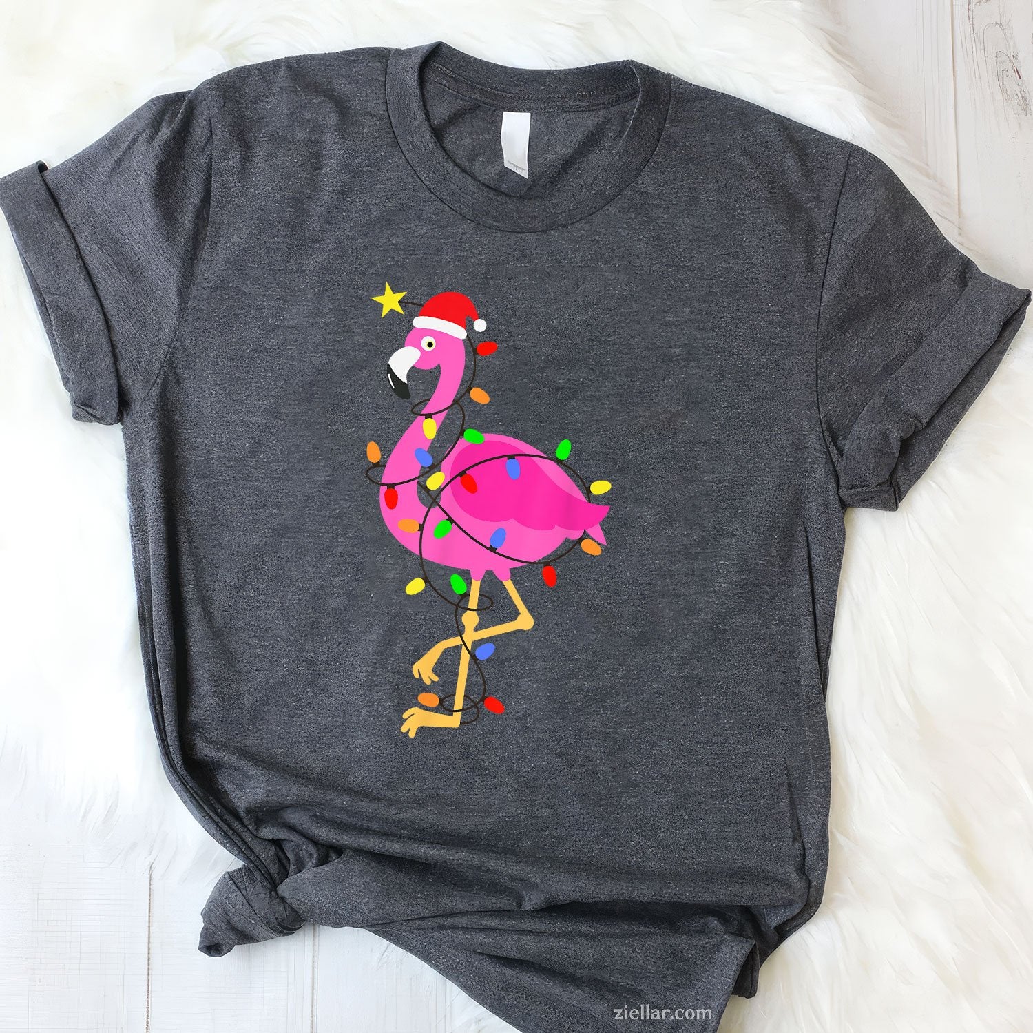 Funny Pink Flamingo in Santa