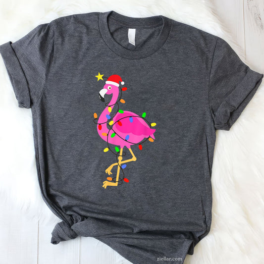 Funny Pink Flamingo in Santa