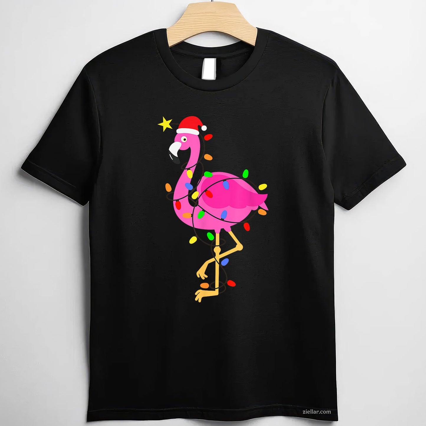 Funny Pink Flamingo in Santa