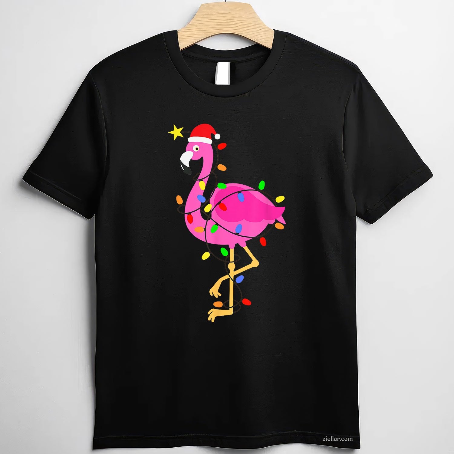 Funny Pink Flamingo in Santa