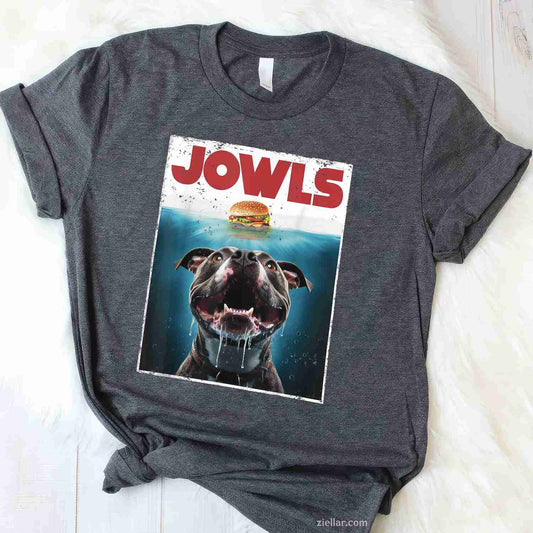Funny Pittie Pitbull Jowls Burger T-Shirt, Bully Dog Mom Vintage Graphic Tee For Adults Unisex