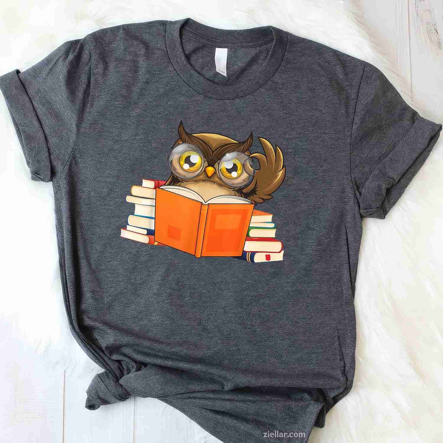 Funny Reading Owl Art Men Women Bookworm Book Lovers T-Shirt, Vintage Graphic Tee For Adults Unisex