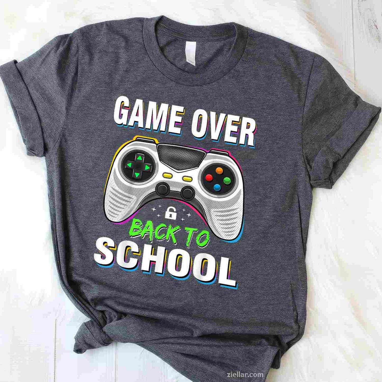 Game Over Back To School Shirt Funny First Day School T-Shirt Tee for Men Women Adults Unisex