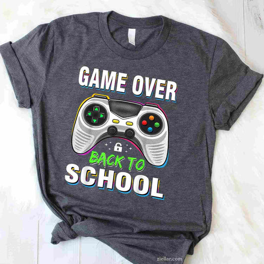 Game Over Back To School Shirt Funny First Day School T-Shirt Tee for Men Women Adults Unisex