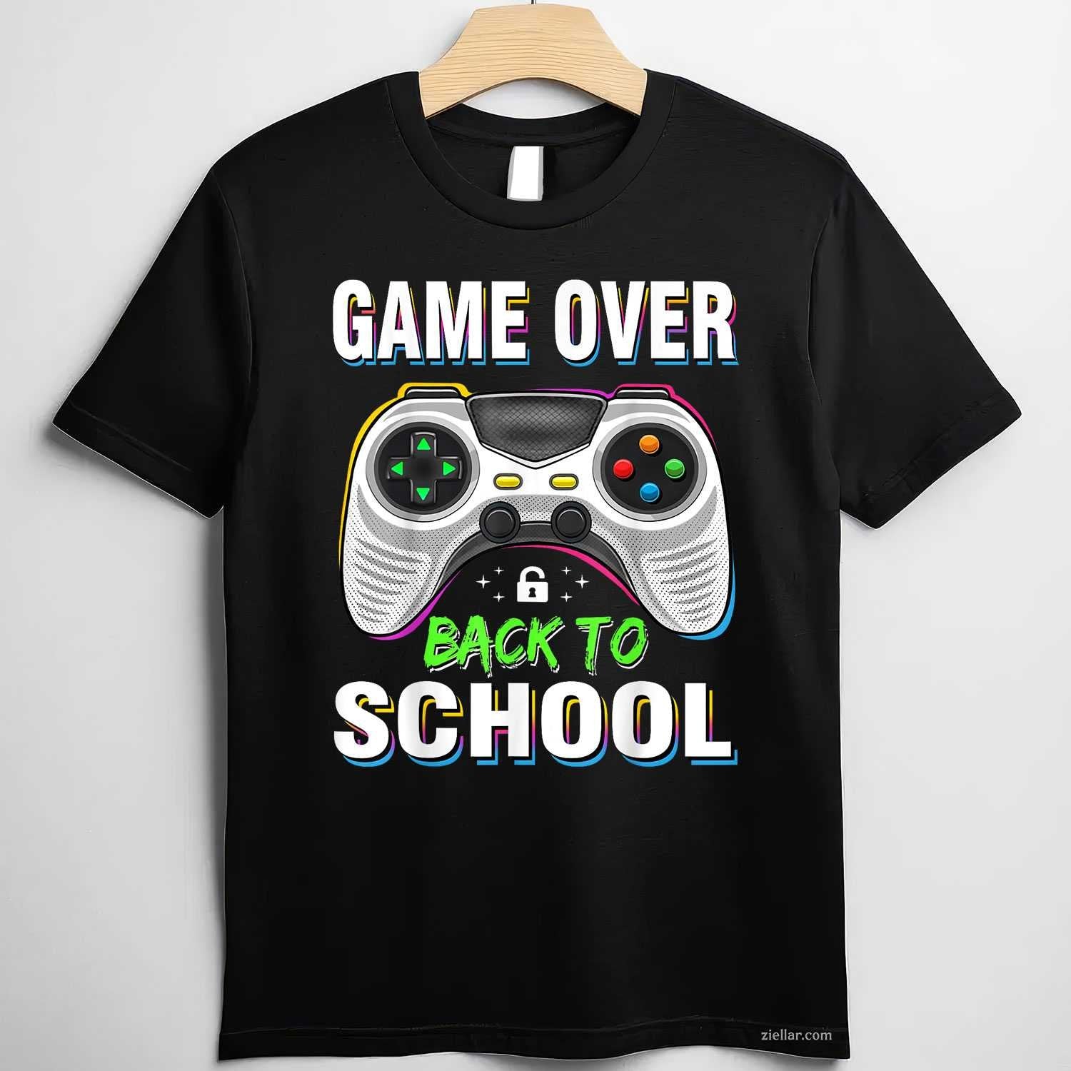 Game Over Back To School Shirt Funny First Day School T-Shirt Tee for Men Women Adults Unisex