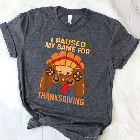Gaming Turkey Fall Tee and T-Shirt, Funny Thanksgiving Gamer T-Shirt for Adults