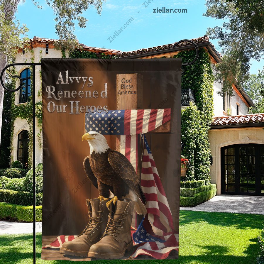 Garden Flag Always Remember Our Heroes Yard Banner Patriotic USA Decor