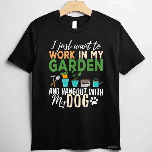 Gardening T-Shirt For Dog Lovers, Gardener Garden Pet Gift Plants Vintage Graphic Tee