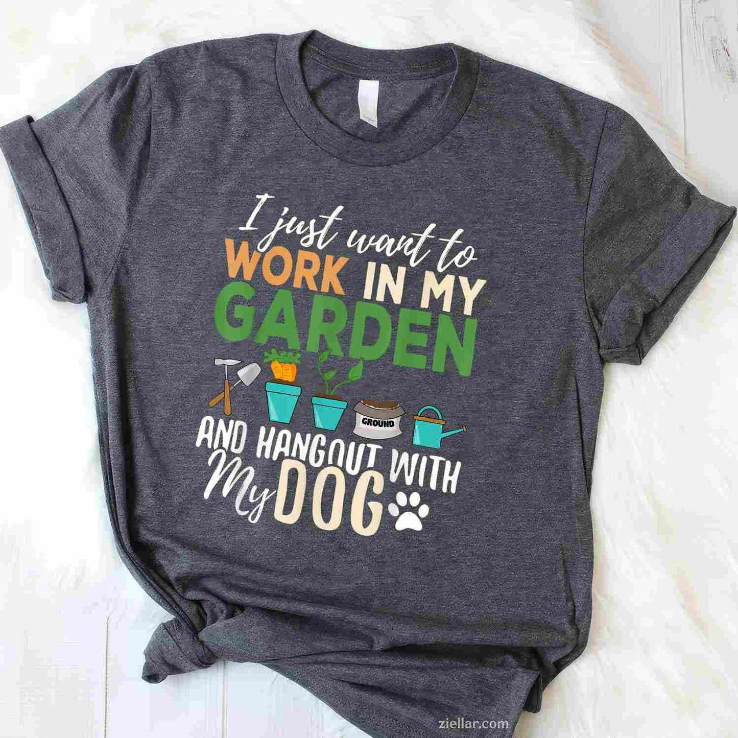 Gardening T-Shirt For Dog Lovers, Gardener Garden Pet Gift Plants Vintage Graphic Tee