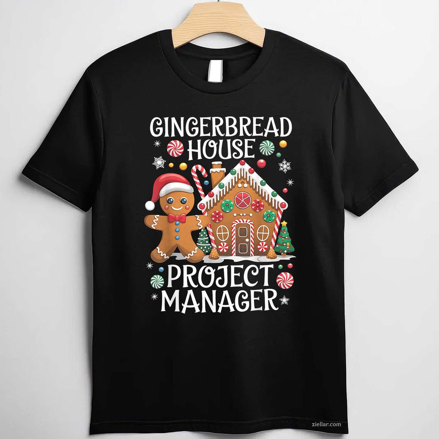 Gingerbread House Project Manager Cookie Baking Christmas T-Shirt, A Funny Gingerbread House Project Manager Tee
