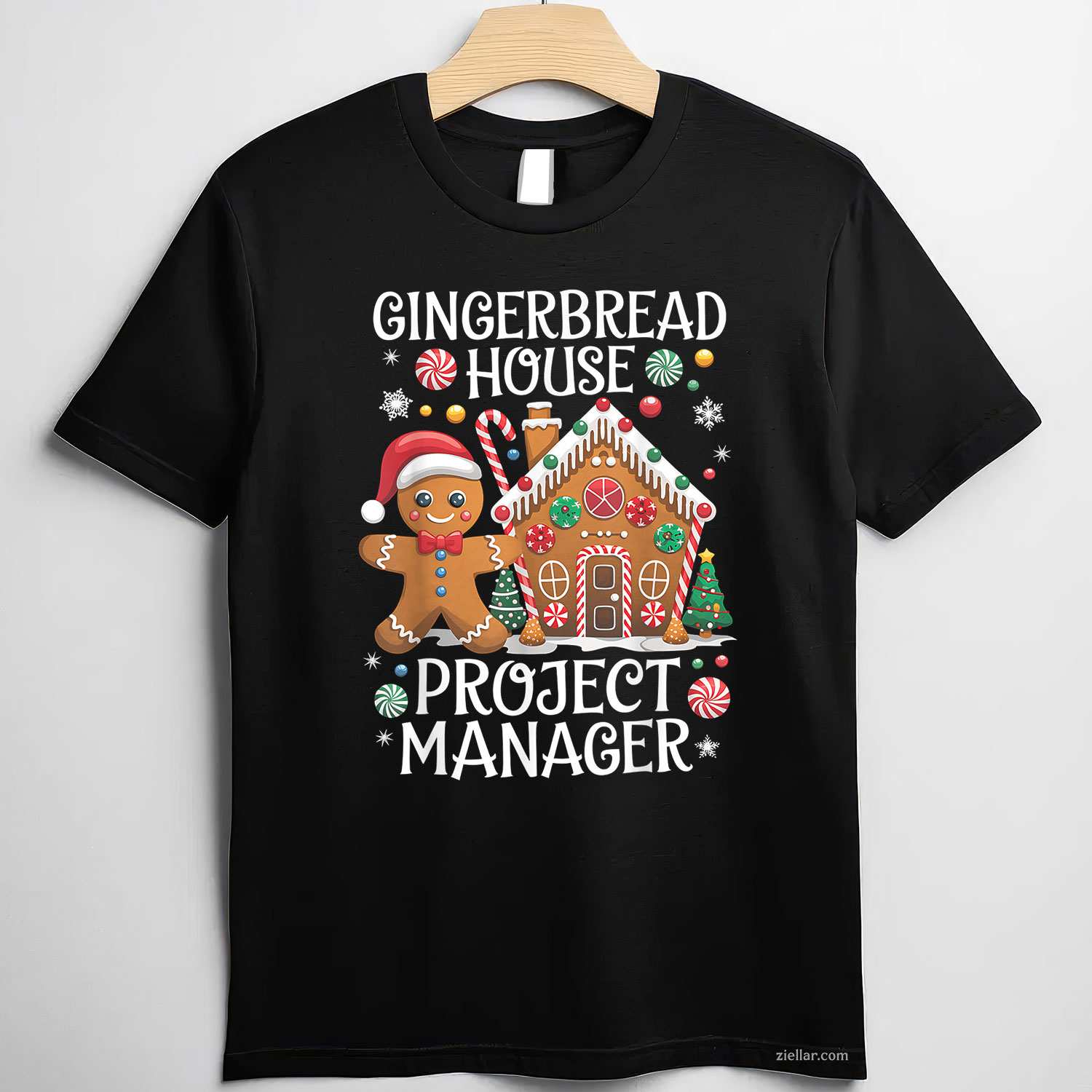 Gingerbread House Project Manager Cookie Baking Christmas T-Shirt, A Funny Gingerbread House Project Manager Tee