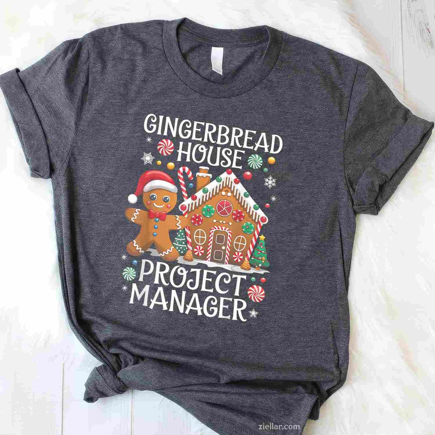 Gingerbread House Project Manager Cookie Baking Christmas T-Shirt, A Funny Gingerbread House Project Manager Tee