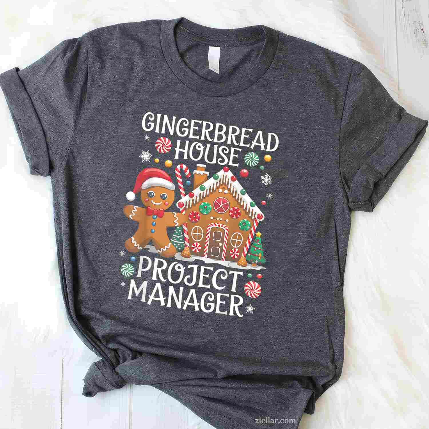 Gingerbread House Project Manager Cookie Baking Christmas T-Shirt, A Funny Gingerbread House Project Manager Tee
