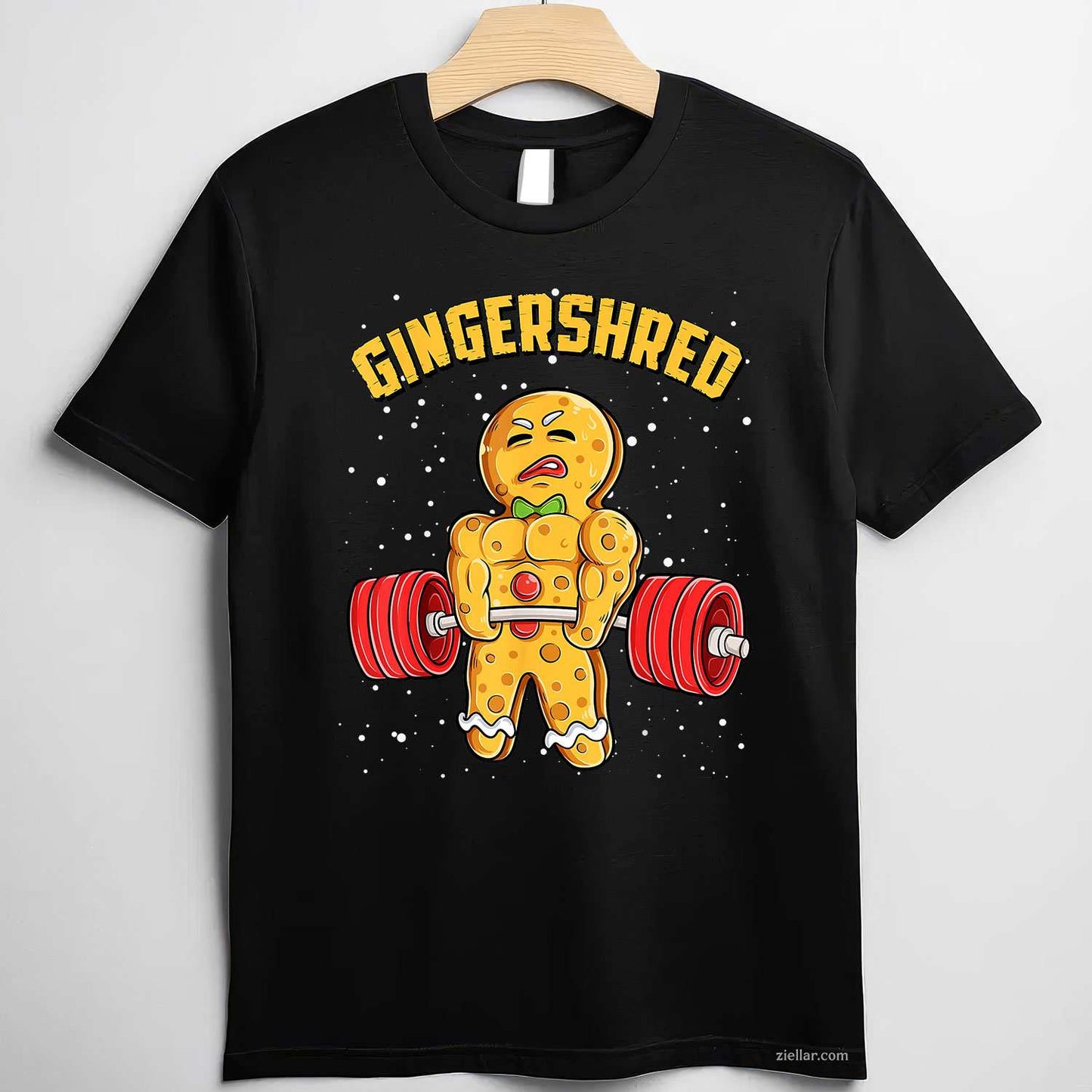 Gingershred Funny Gingerbread Man Gym Bodybuilding Christmas T-Shirt, A Bodybuilding Gingershred Christmas Tee