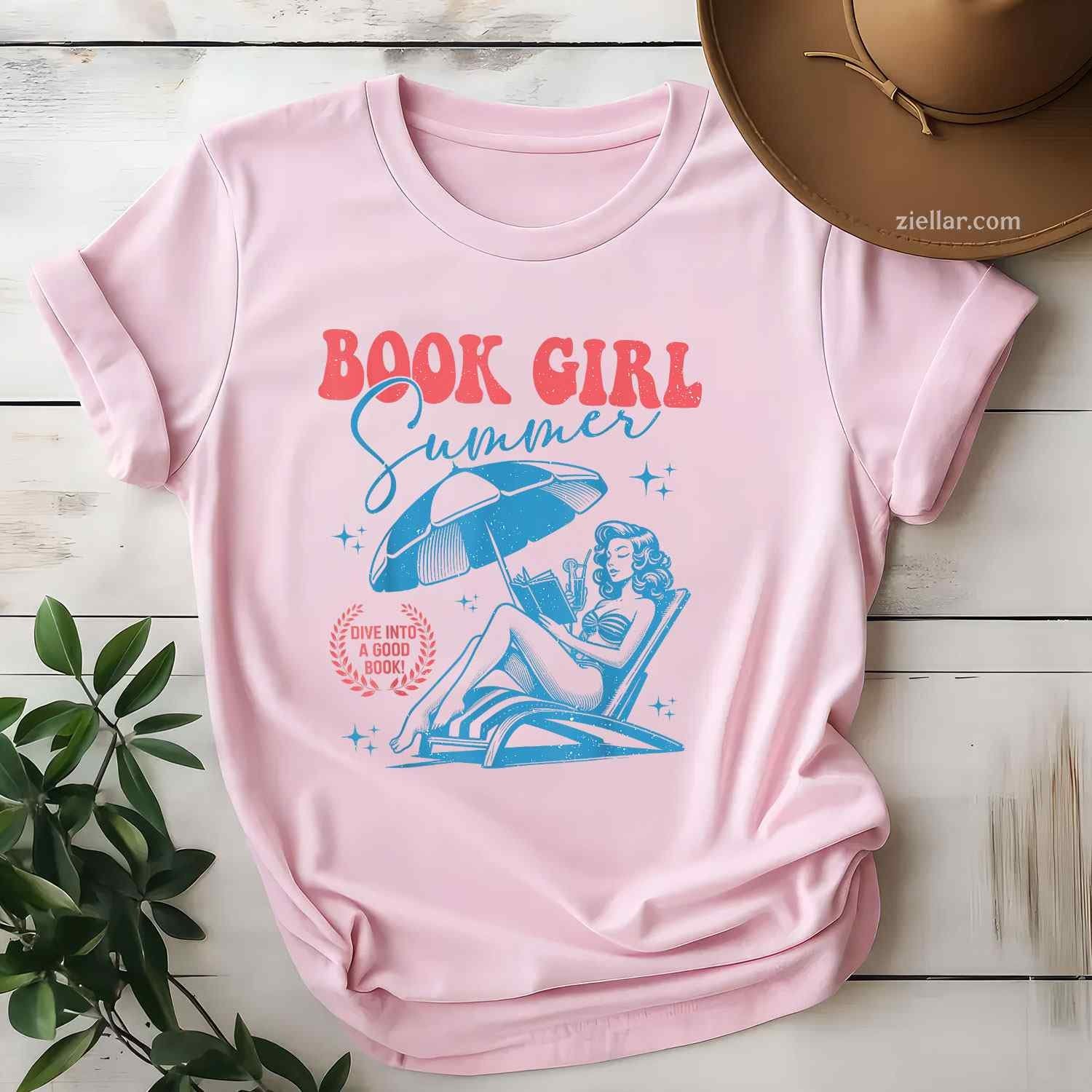 Girl Reading Book Summer Funny Beach Vacation For Book Lover T-Shirt