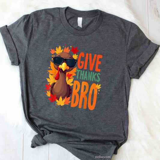 Give Thanks Bro Cute Turkey Thankful Thanksgiving T-Shirt And Tee For Adults