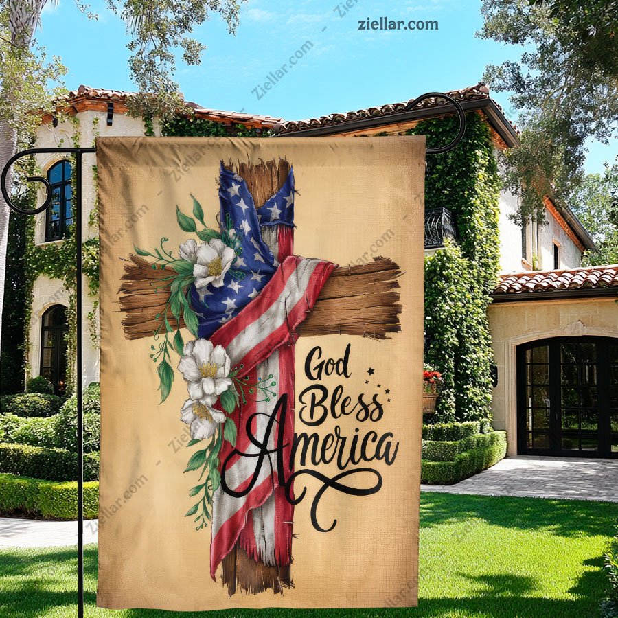 God Bless America House Flag 28x40_ Double Sided Patriotic Yard Decor 4th July