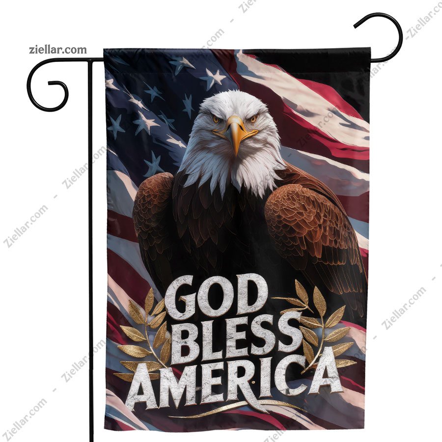God Bless America Eagle Flag Patriotic Garden Decor Yard Banner USA Pride