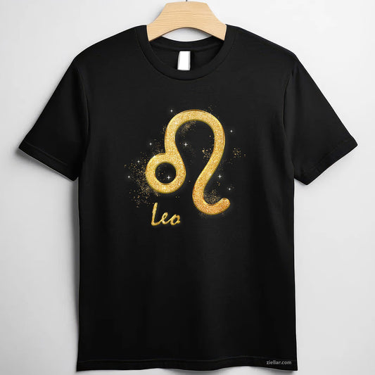 Golden Leo Zodiac Tee and T-Shirt, July August Birthday Astrology T-Shirt Gift for Adults