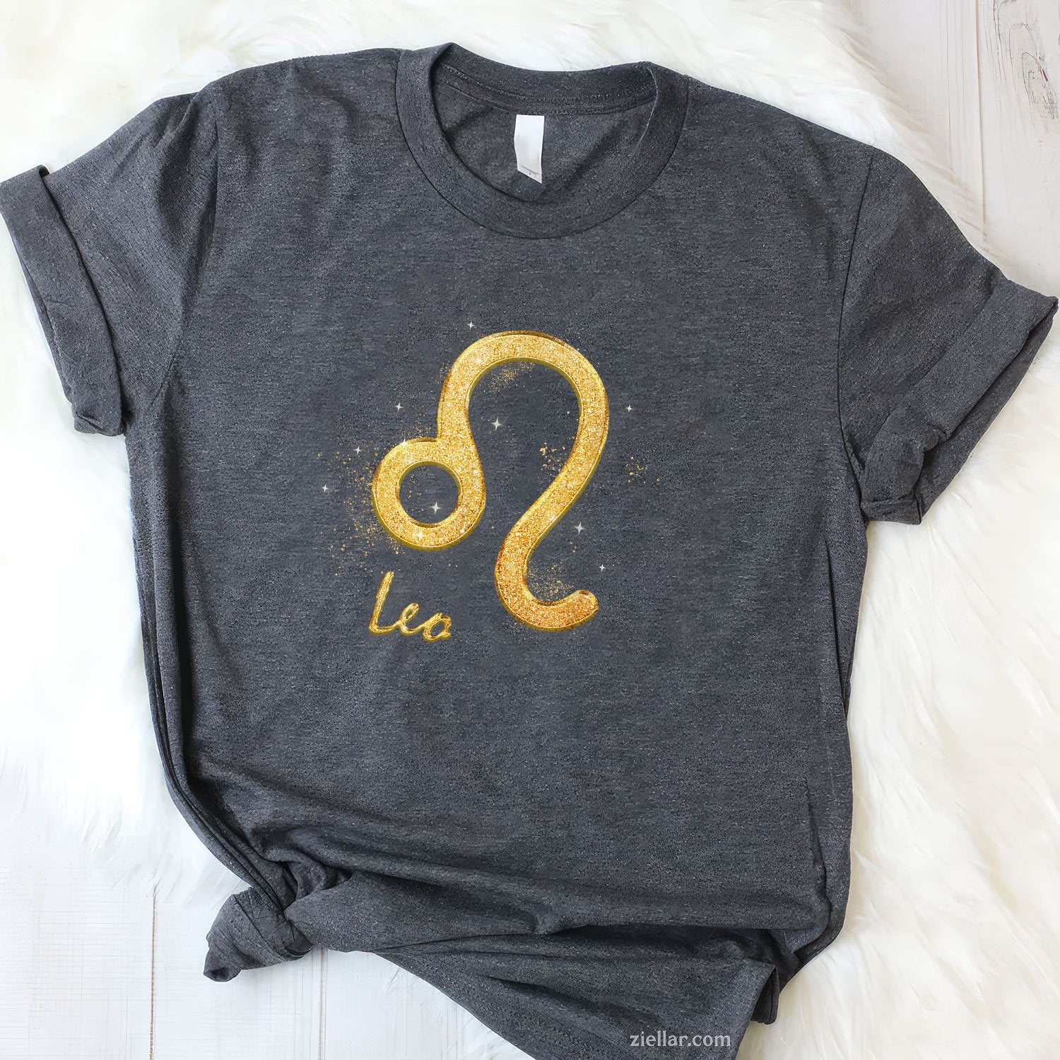 Golden Leo Zodiac Tee and T-Shirt, July August Birthday Astrology T-Shirt Gift for Adults