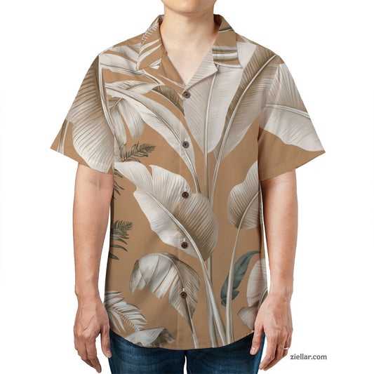 Green Leaf Floral Hawaiian Shirt Tee, Casual Aloha Beach Shirt for Unisex